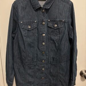Roaman's Dark Blue Denim Shirt Jacket